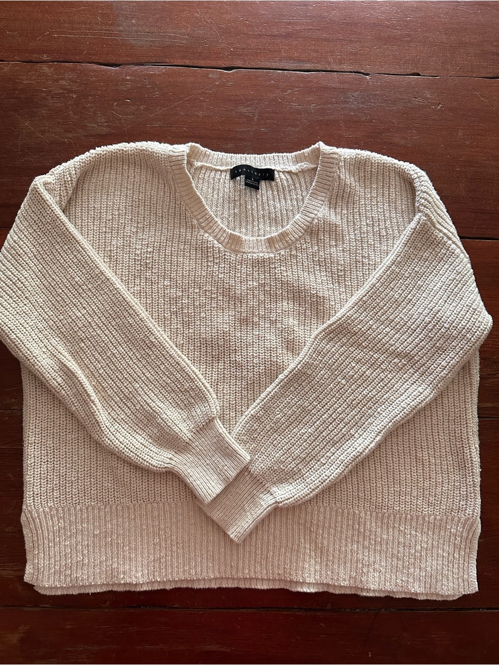 Sanctuary Cream Scoop Neck Knit Sweater